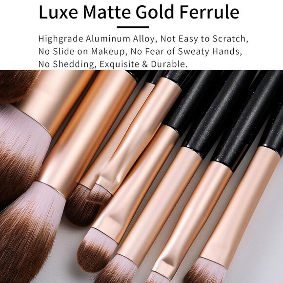 Black Professional Natural Bristle Hair Makeup Brushes Set With Case - Picture 5 of 5